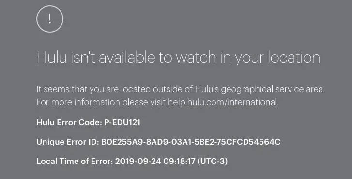 Hulu in NZ Geo-Restriction Error