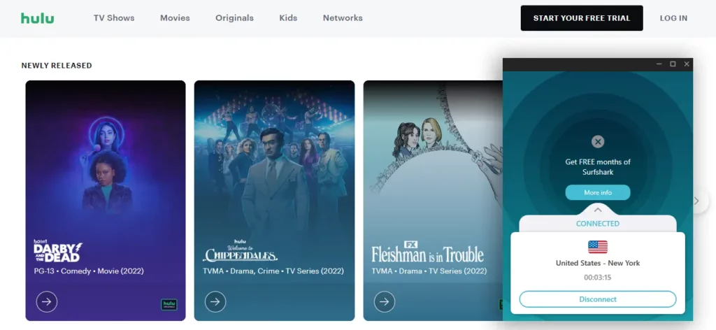 Watch Hulu outside USA with Surfshark