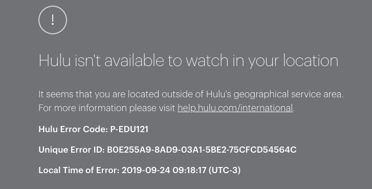 Hulu in Ethiopia Geo-Restriction Error